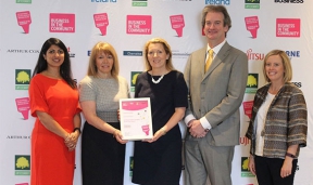 Caption: Responsible Employer Shortlist: Sonia Armstrong, Ulster Business; Sue Robinson, HR Manager, firmus energy; Clare McAllister, Electric Ireland; Michael Scott Managing Director, firmus energy; and Claire Hutchinson, Diageo NI.