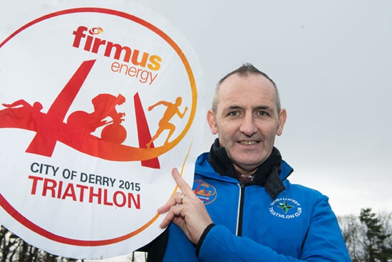 Image: Paul McGilloway launching firmus Derry Triathlon race