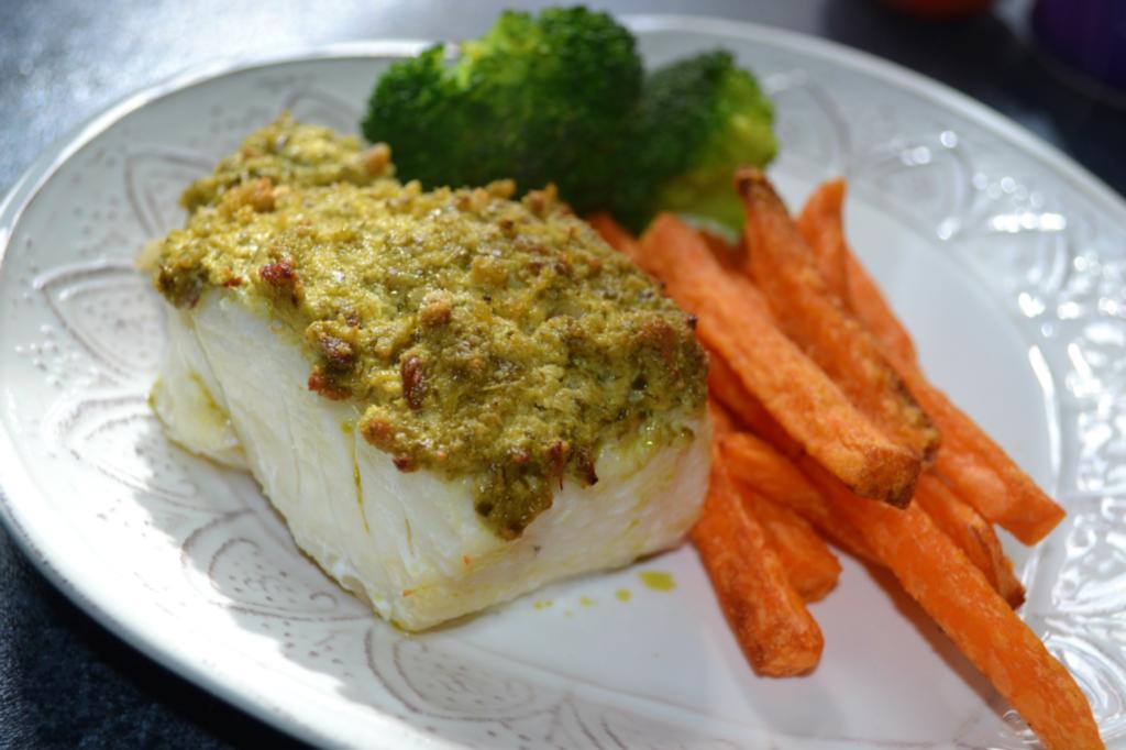 Pesto & Cream Cheese Crusted Cod Recipe firmus energy