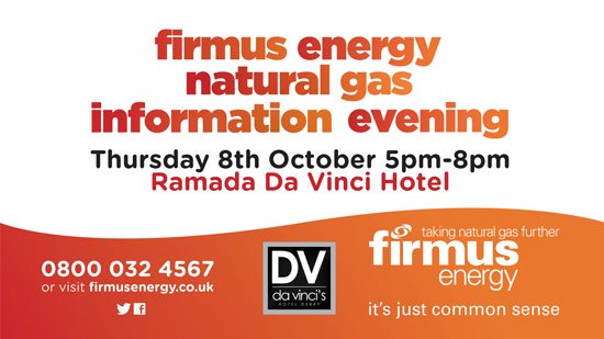 Image: flyer for firmus energy natural gas information night